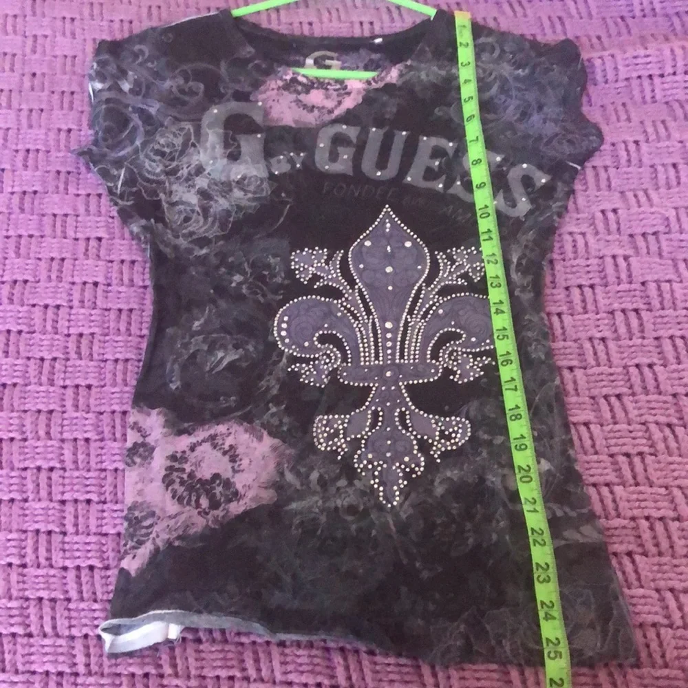 G by Guess slightly sheer T shirt with rhinestones - Picture 3 of 5